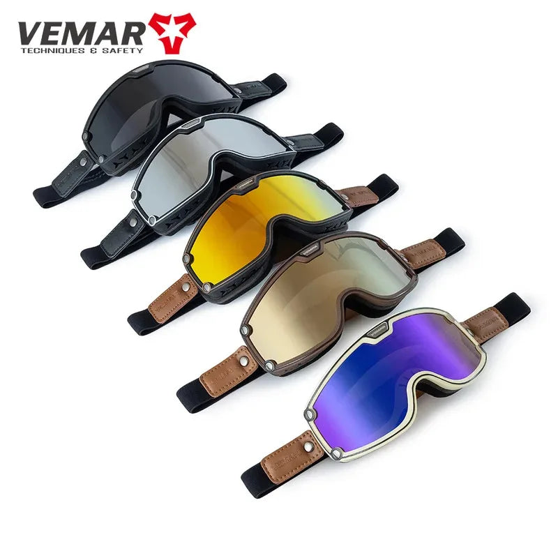VEMAR Motorcycle Helmet Goggles Windproof Anti-fog Accessories Clarity Glasses Cycling Racer Chopper Sports Biker Riding Eyewear