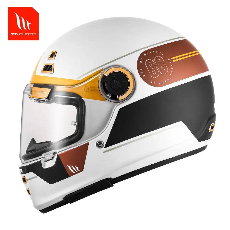 Full Face Helmet Motocross MT JARAMA Double D-ring Buckle Racing Motorcycle Helmets Gloss / Matt Anti-fog Retro V 32 Visor NEW