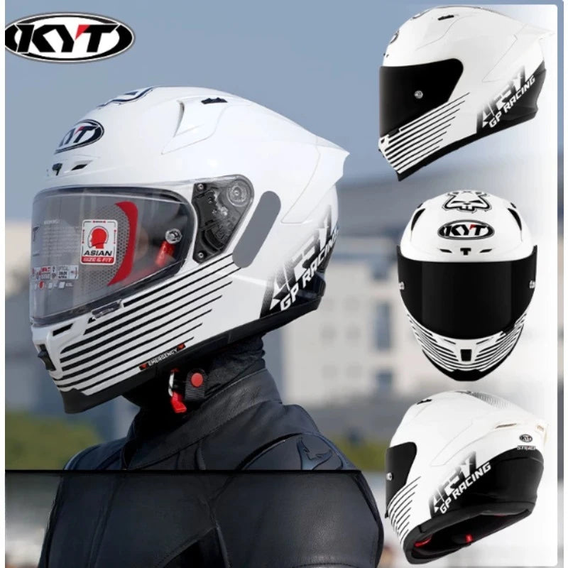 New colors available！KYT Full Helmet Women Motorcycle Helmet Men Summer Four Season Moto Track Hard Helmet Riding Big Tail ST