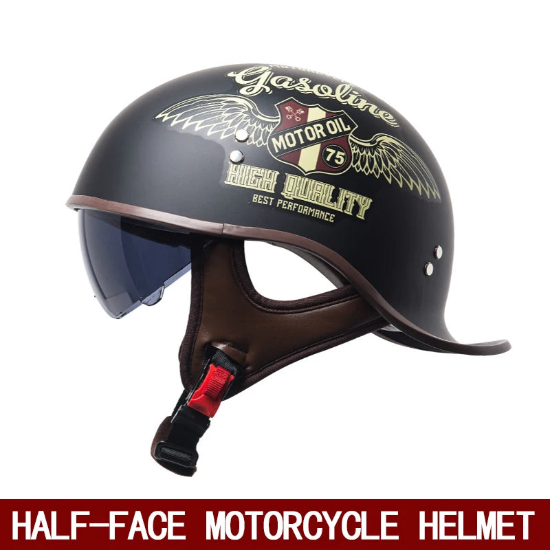 Motorcycle helmet men's summer half helmet with internal mirror personalized floating helmet safety helmet