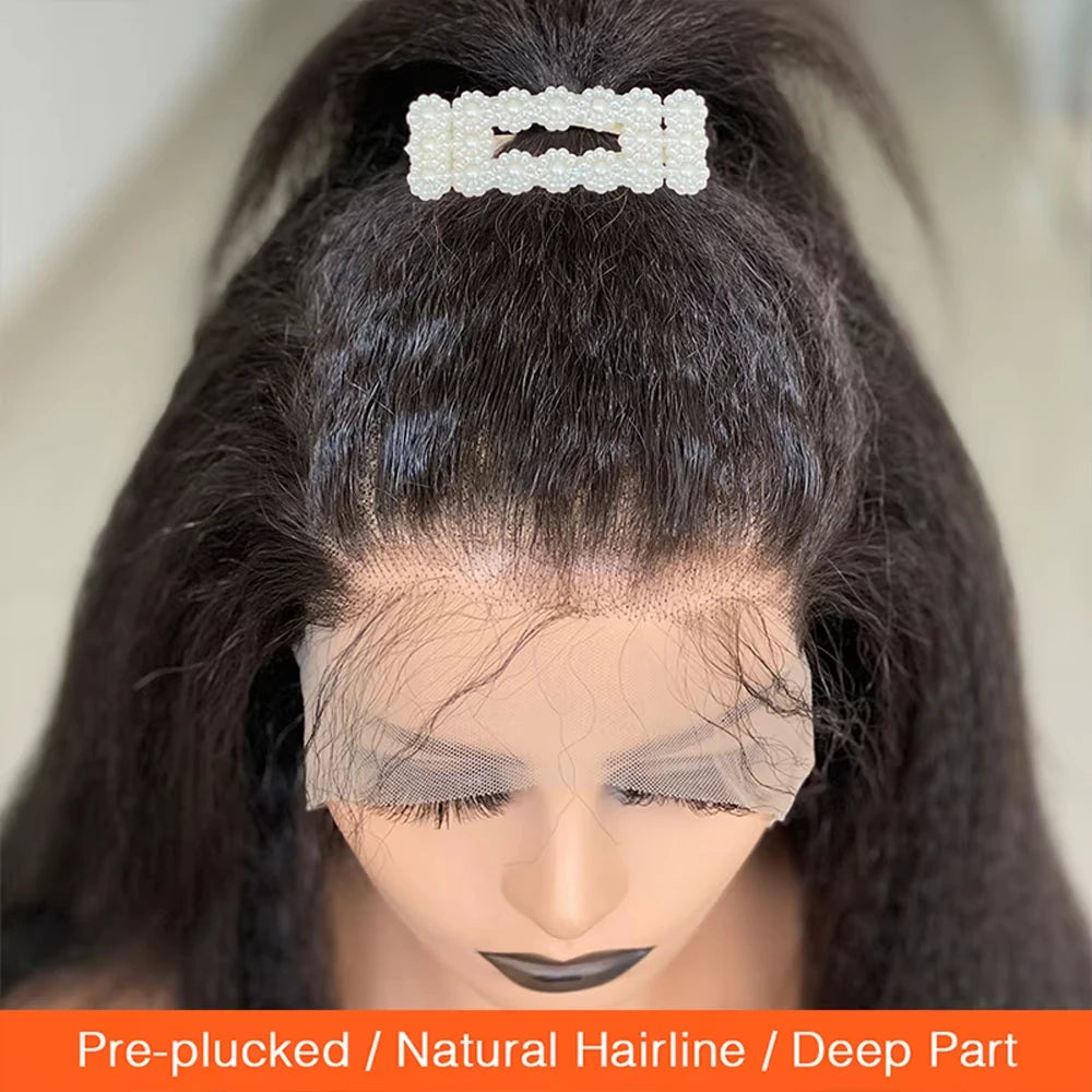 Heyju Wig Invisible Strap 360 HD Full Lace Glueless Wig Kinky Straight Lace Frontal Wig Yaki Straight Lace Front Human Hair Wig