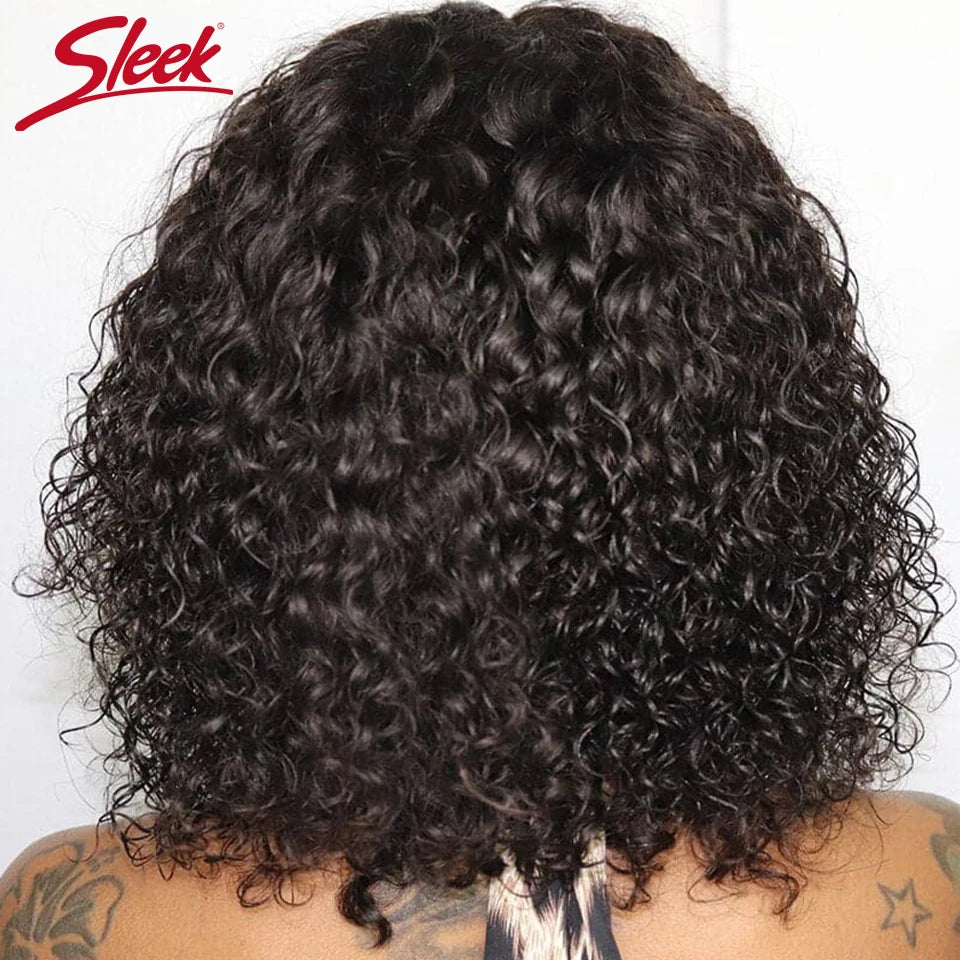 Brazilian Jerry Curly Short Bob Human Hair Wigs With Bang Wear To Go Glueless Wig Highlight Water Wave Blonde Wig For Women