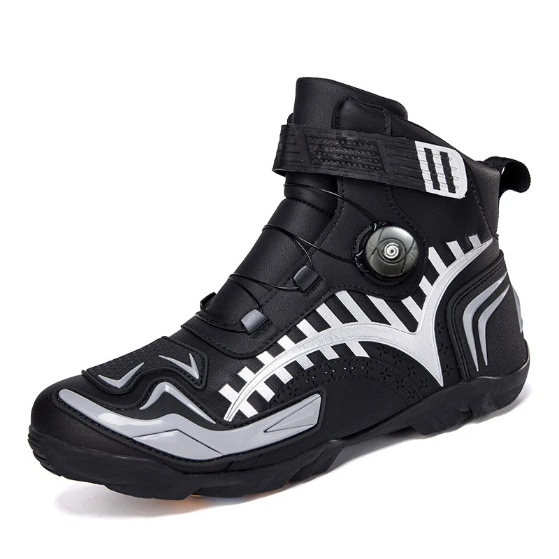 Motorcycle Shoes Microfiber Leather Motorcyclist Boot Rubber Sole Men's Biker Boot Anti-slip Enduro Shoes Moto Cross Motorboats