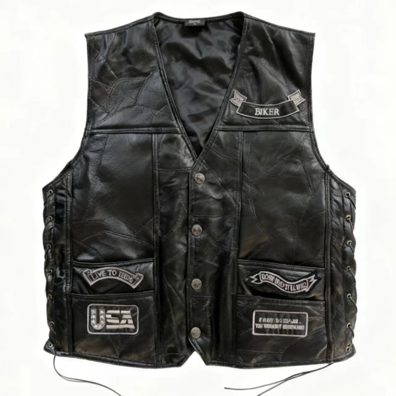 Retro Motorcycle Jacket Man Vintage Moto Vest Genuine Leather Racer Clothing Biker Motorbike Waistcoat Embroidered Sleeveless