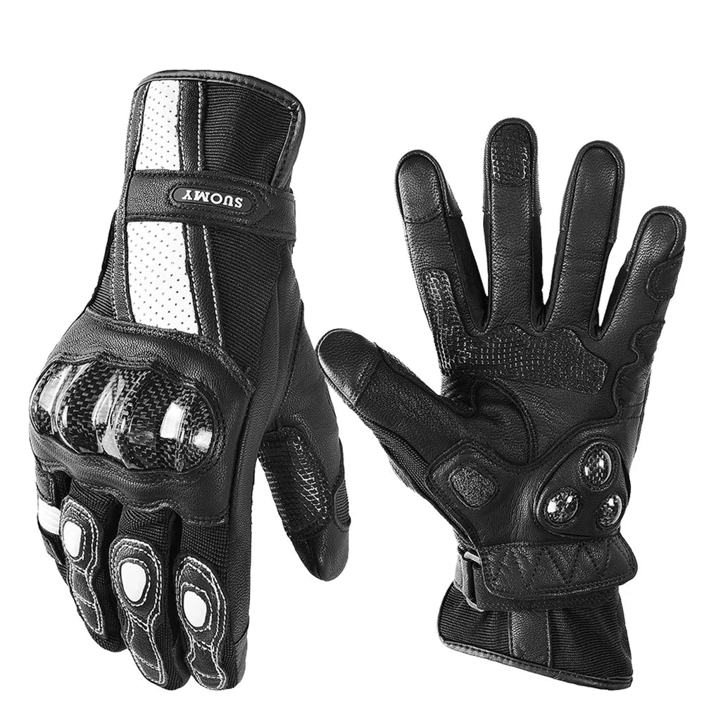 Suomy Women Pink Goatskin Motorcycle Gloves Lady Long Full Finger Scooter Electric Bike Glove Cycling Racing Motocross Luvas XS