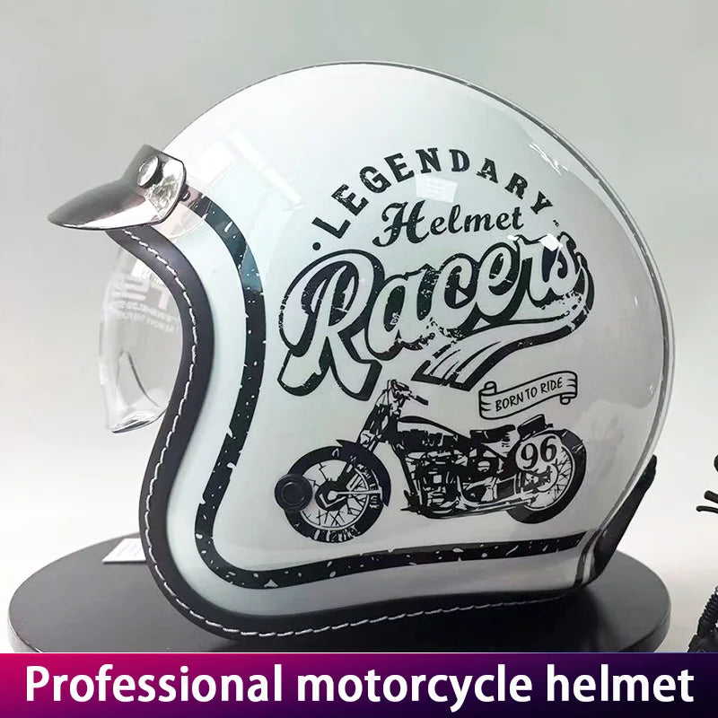 Retro Cruise Motorcycle Helmet Unisex Heavy Bike Riding Half Helmet Motorcycle 3/4 Helmet Vintage Style Cycling Protection