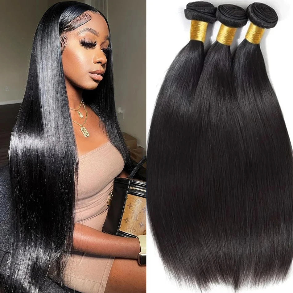 8-32 Inch Bone Straight Human Hair Weave Bundles 12A Brazilian Natural Color Remy Human Hair Extension 1/3/4 Bundles Weft