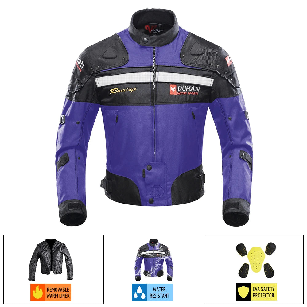 DUHAN Windproof Motocross Jacket Motorcycle Pants Men Motorcycle Jacket Wear-resistant Body Armor Moto Clothing  for Winter