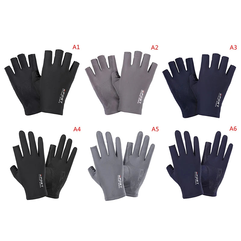 Outdoor Sports Ice Silk Touch Screen Riding Gloves for Men Women Breathable Glove Non-Slip Motorcycle Gloves for Cycling Driving