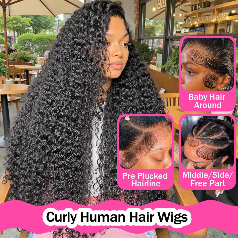 220 Density 13x6 Hd Lace Frontal Wigs Brazilian 32 34 40 Inch Deep Wave Curly Human Hair Wigs For Black Women Preplucked