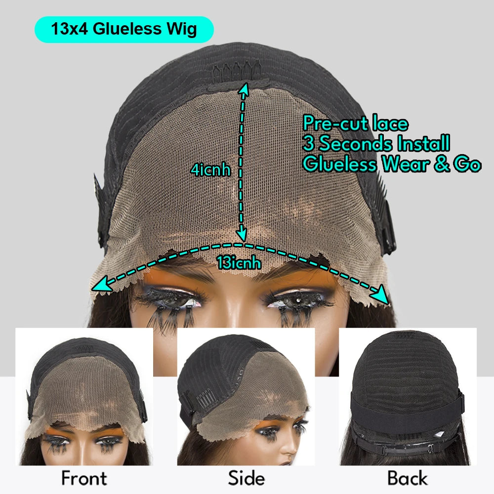 Curly Deep Bob Wigs For Women 13x4 Glueless Pre Cut Human Hair Wig Ready To Go Human Hair Wigs No Glue Remy Human Wig For Women