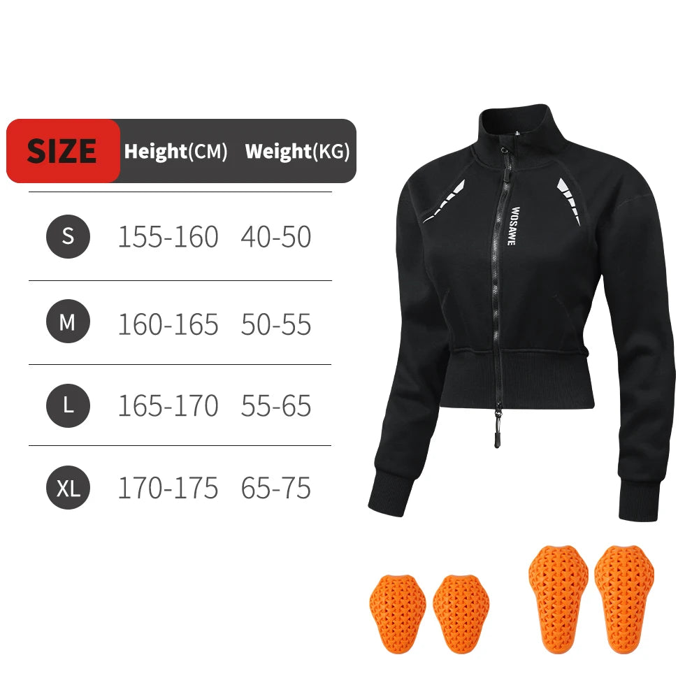 WOSAWE Winter Women Motorcycle Jacket Women Motorbike Riding Coat With Soft Pads Casual Moto Riding Clothes