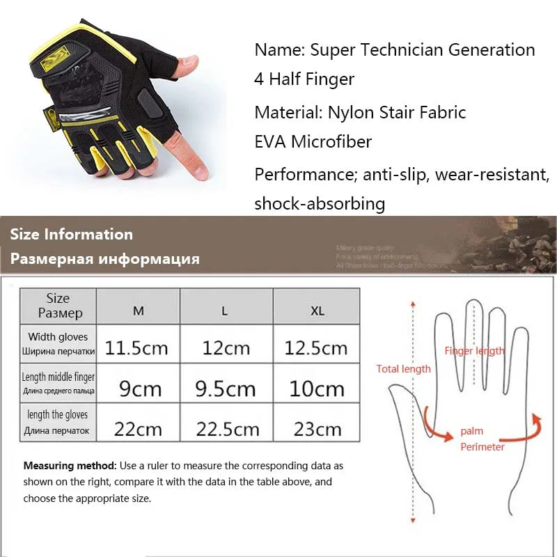Men's Military Half-Finger Work Gloves - SEAL 4.0 Cut-Resistant Non-Slip Motorcycle Riding Training Sports Tactical Gloves