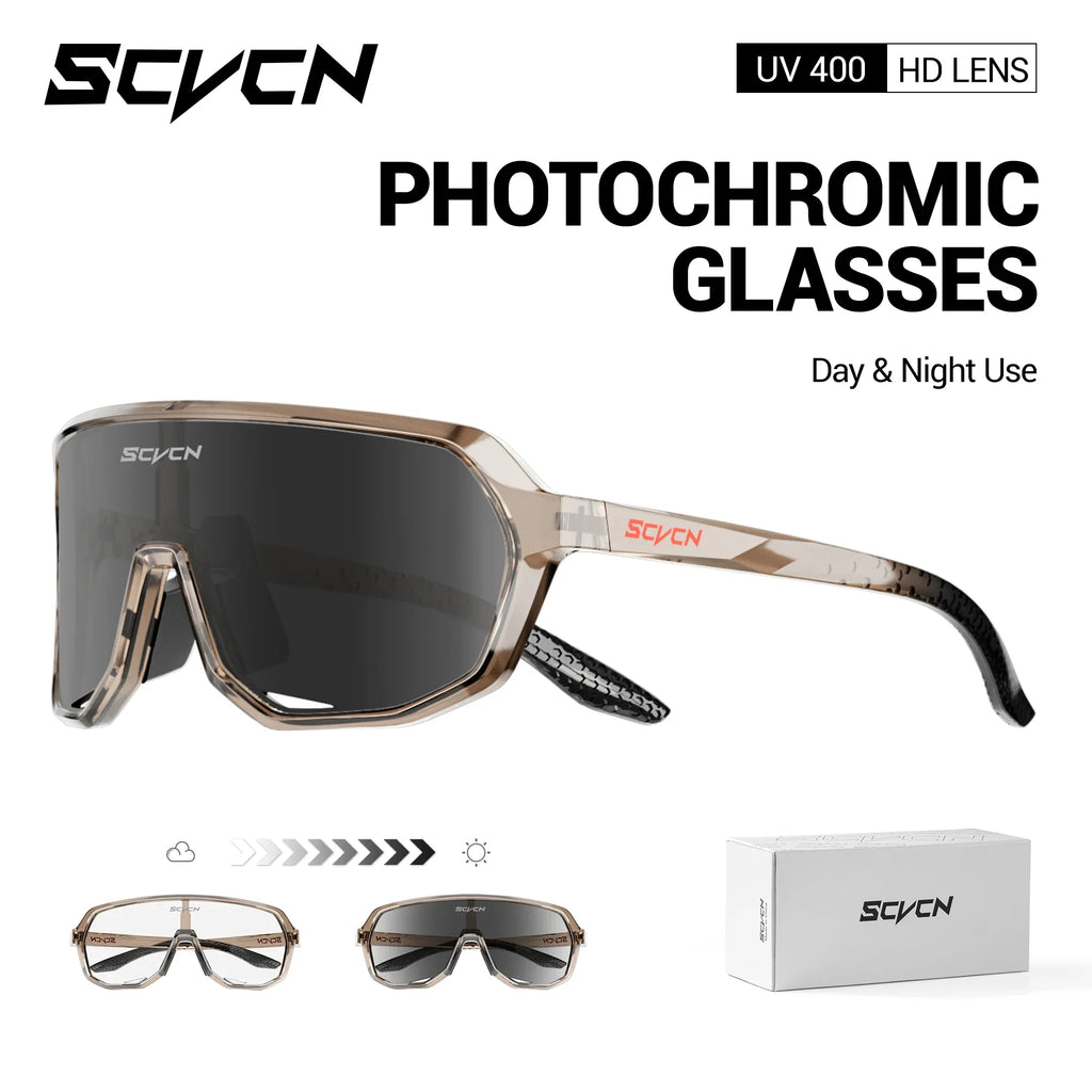 SCVCN Photochromic Cycling Glasses UV400 Goggles Hot Motorcycle Bike Riding Outdoor Sport Cycling Sunglasses Men Women Hiking