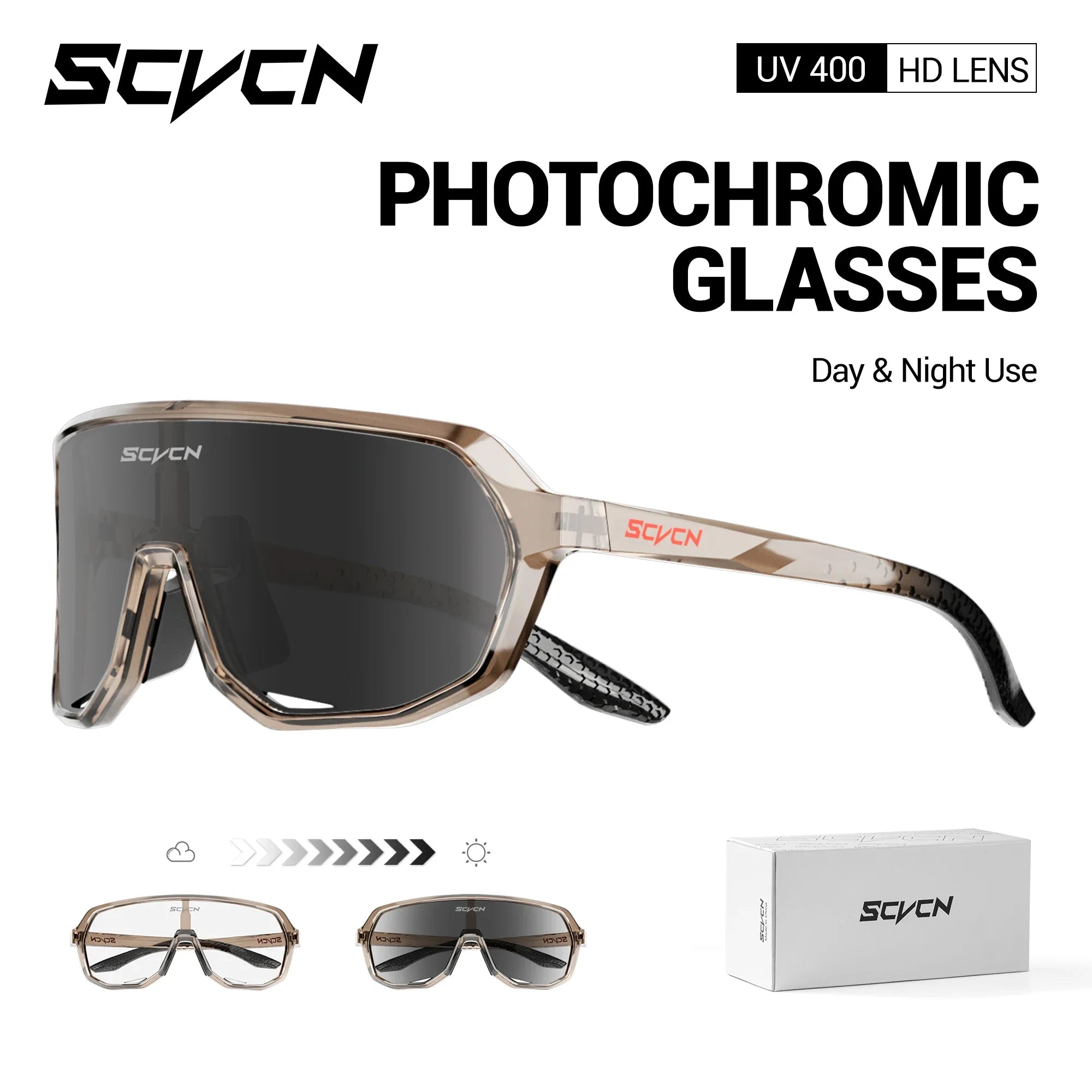 SCVCN Photochromic Cycling Glasses UV400 Goggles Hot Motorcycle Bike Riding Outdoor Sport Cycling Sunglasses Men Women Hiking
