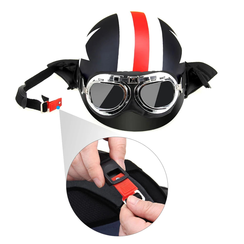 Half Open Face Motorcycle Helmet with Goggles Visor Scarf Biker Scooter Touring Helmet