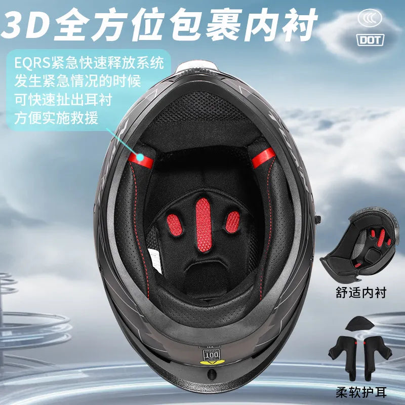 Motorcycle Helmet DOT Certified Double Mirror Drinking Water High Value Cycling Locomotive Full Helmet Ride
