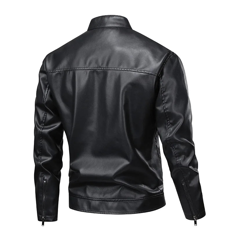 PU leather jacket 2026 spring and Autumn men's stand-up collar leather jacket Motorcycle jacket men's coat motorcycle vest 오토바이