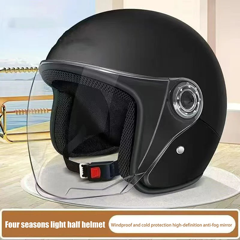 1 Piece Men Woman Electric Riding Lens Helmet Four Seasons Comfortable Ventilation Adjustable Motorcycle Safety Helmet