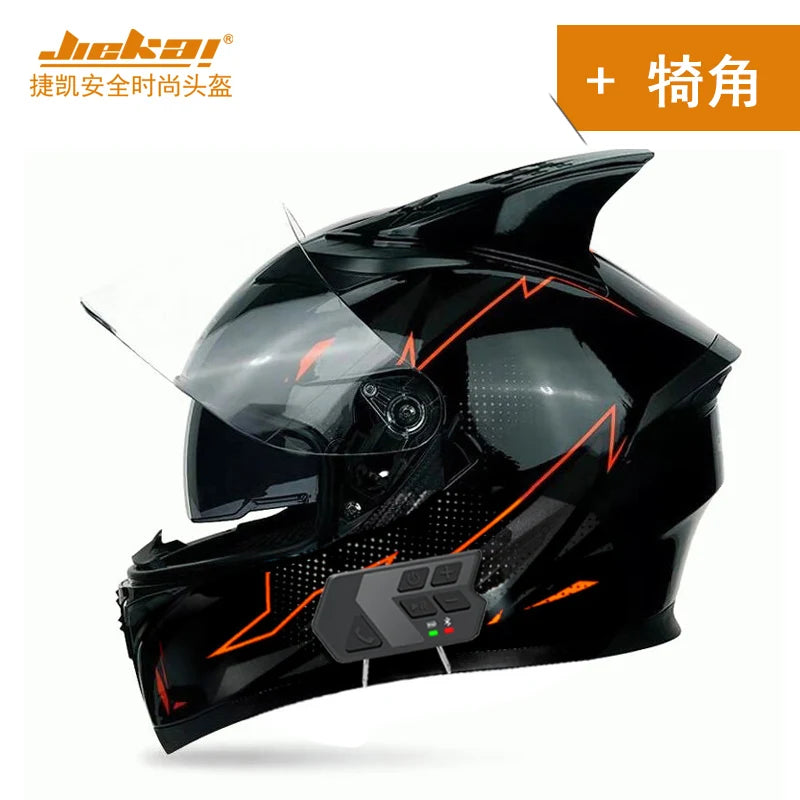 JieKai motorcycle helmet motocross full helmet with Bluetooth earphones for men women all season casco moto cascos para moto