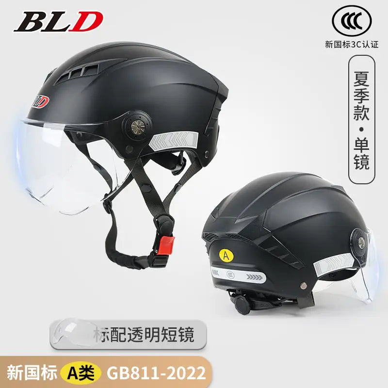 BLD Electric Vehicle Helmet Women's Summer Sunscreen Motorcycle Half Helmet Men's Four Seasons Safety Helmet casco moto