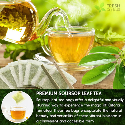 40 Premium Soursop Graviola Leaf Tea Bags, 100% Natural and Pure from Soursop Leaves, Handmade, Made With Natural Materials-Corn Fiber Tea Bag, Sugar/Caffeine/Gluten Free, Hoja Guanabana Tea
