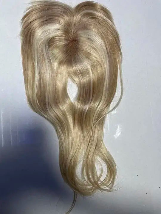 Women Topper Human Hair Straight Silk Top Human Hair Wigs Machine Made Clip in Remy Hair Toupee Silk Base Human Hair System Unit