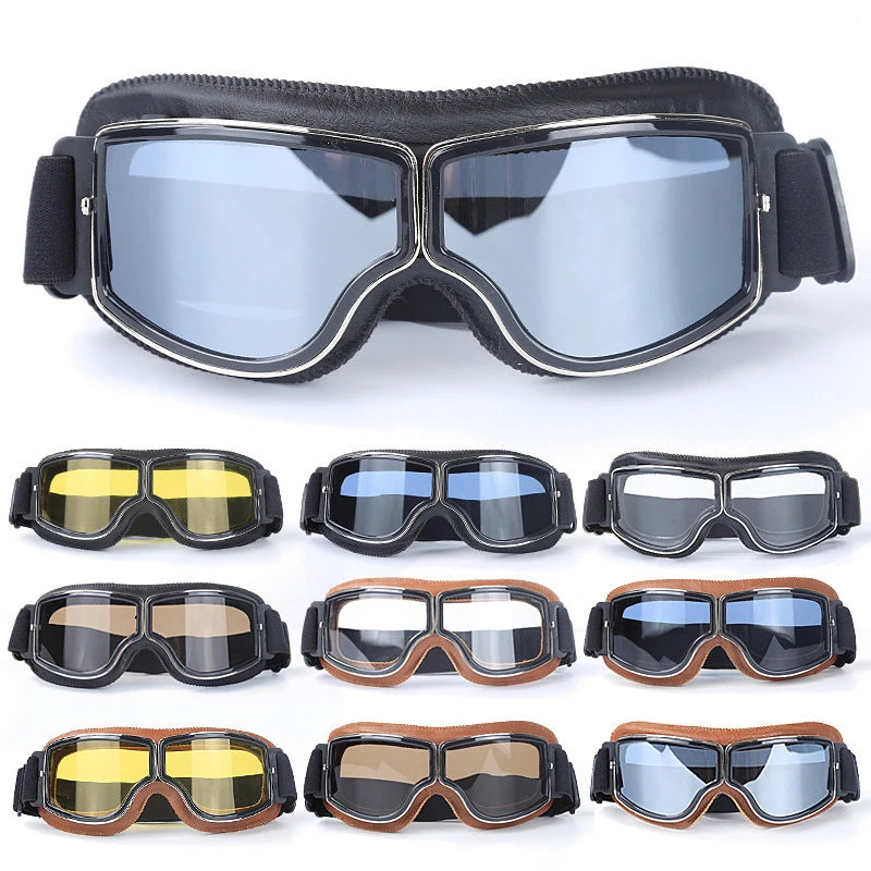 Motorcycle Vintage Retro Sunglasses Leather Goggles Glasses For Vespa Vintage Glass Motorcycle Motocross Goggles Ski