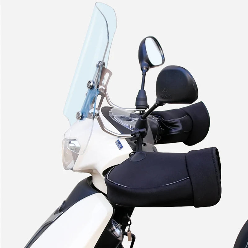 1pair Motorcycle Handlebar Covers, Winter Riding Protective Hand Covers, Electric Bike Fleece-lined Warm Gloves