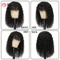 Water Wave Human Hair Wigs For Women Glueless Short Kinky Curly Bob Wig With Bangs Perruque Cheveux Humain Full Machine Made Wig