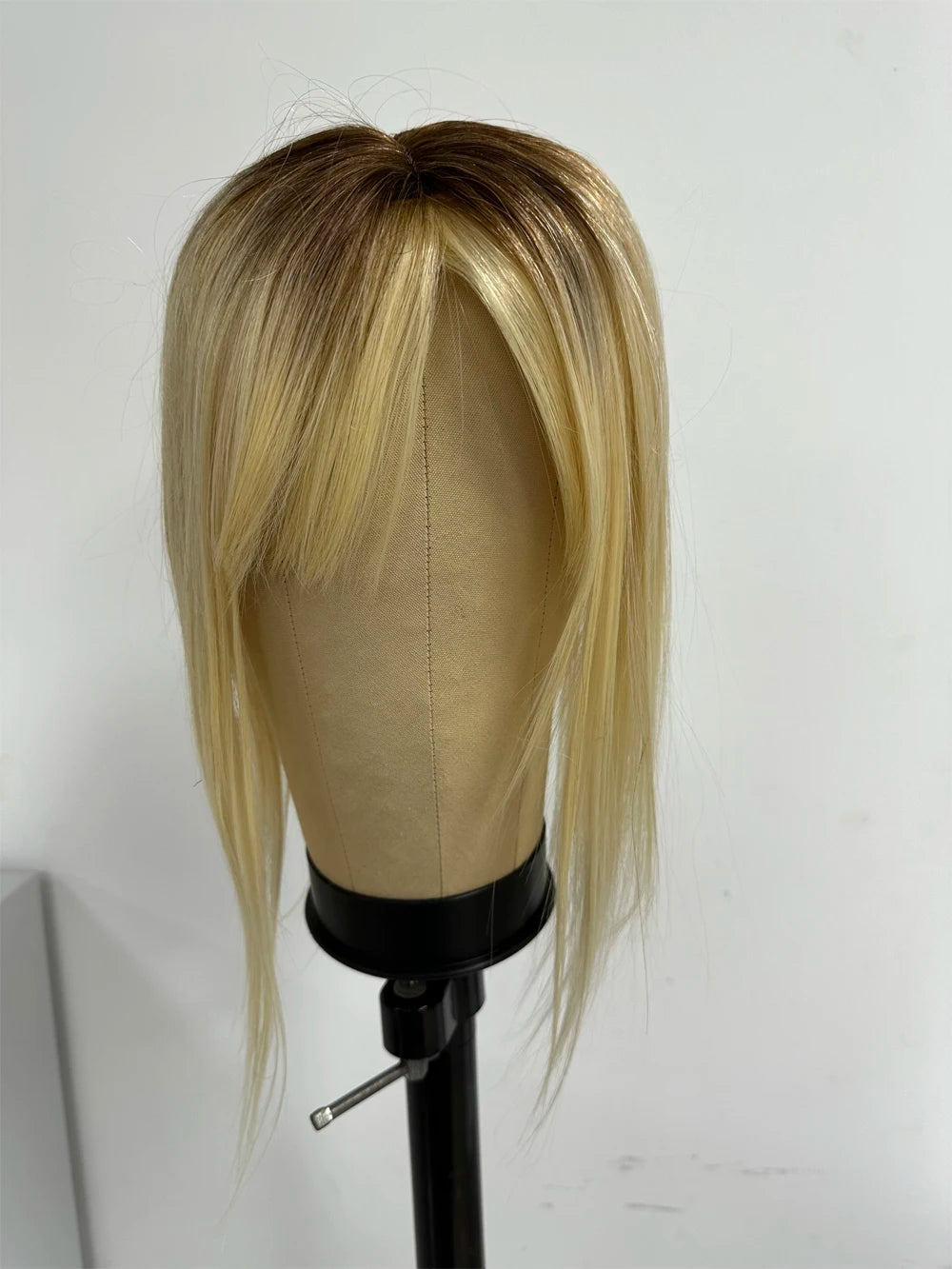 Women Topper Human Hair Straight Silk Top Human Hair Wigs Machine Made Clip in Remy Hair Toupee Silk Base Human Hair System Unit