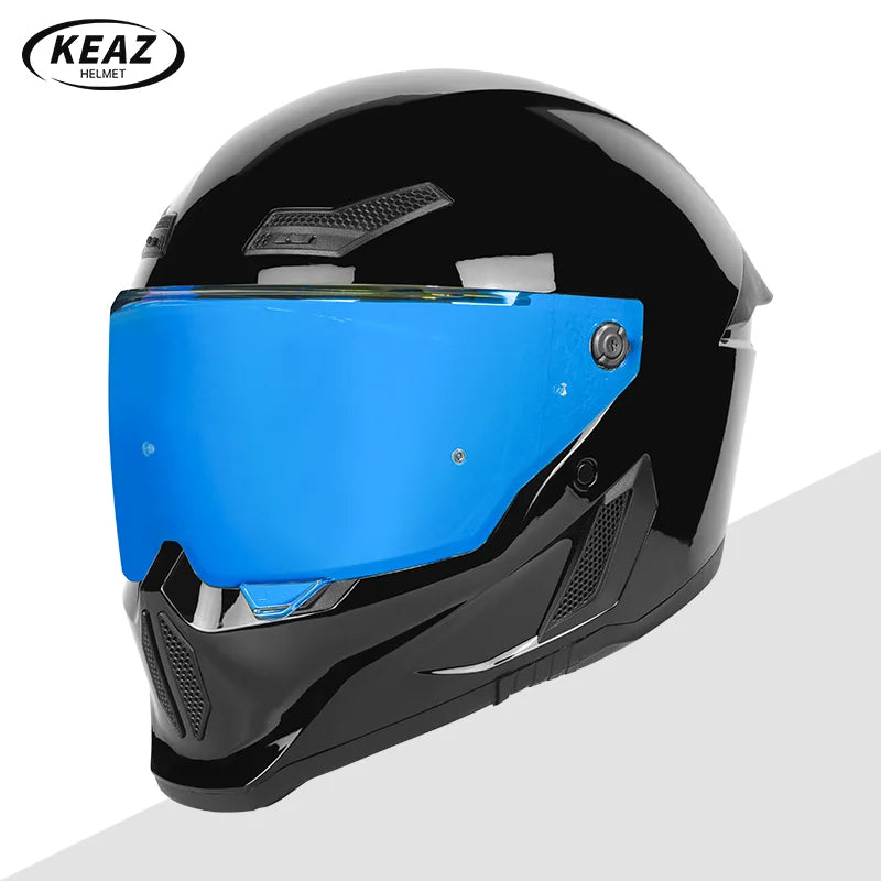 Personalized Retro Black Motorcycle Helmet Men Women Full Helmet for Motorcycles DOT Cover Suitable for All Seasons and Anti-Fog