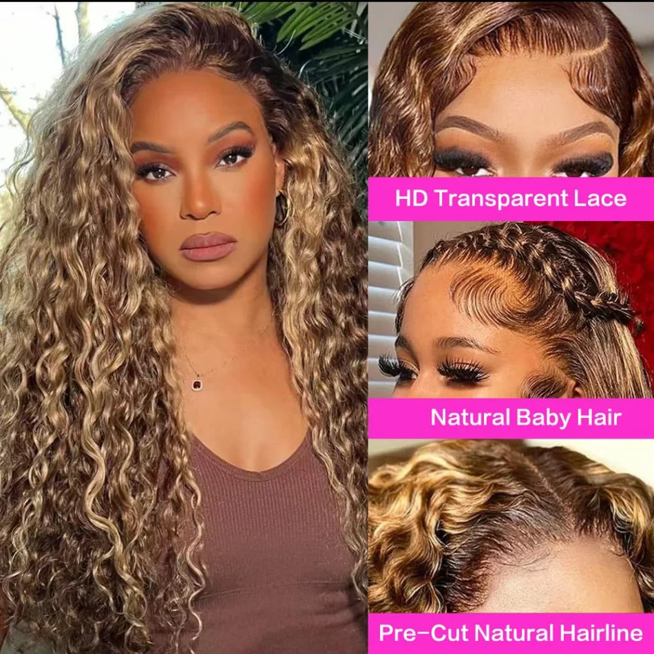 P427 Highlight Wig Human Hair Hd Lace Wig 13X6 Human Hair Deep Wave Frontal Wig Curly P1B30 Lace Front Wig Brazilian 250 Density