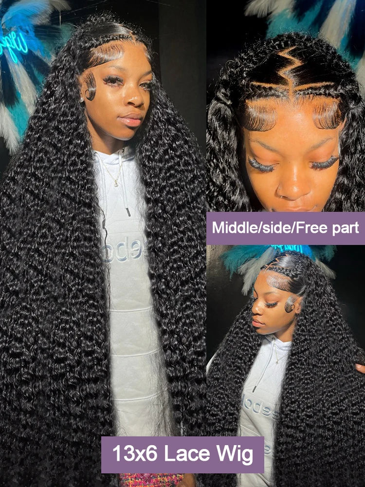 Bouncy Curlys Lace Wig 13X4 13X6 250 Density 30 40 Inches Brazilian Human Hair Wig 13X6 Human Hair Multi Parting
