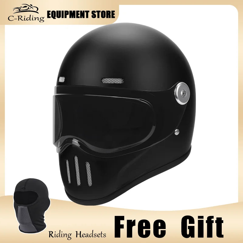 C-Ridng Genuine Carbon Fiber Adventure DOT Certified Modular Design Style Full Face Motorcycle Helmet with Dark Detachable Lens