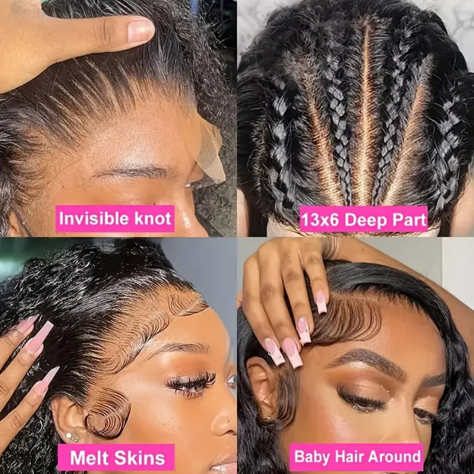 13X6 Hd Lace Frontal Wig Deep Wave Human Hair Wigs Brazilian Wigs Original Curly Lace Front Wig 230 Density For Women 30 40 Inch