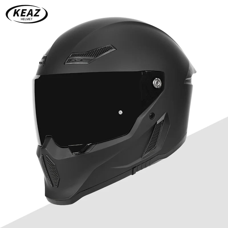 Personalized Retro Black Motorcycle Helmet Men Women Full Helmet for Motorcycles DOT Cover Suitable for All Seasons and Anti-Fog