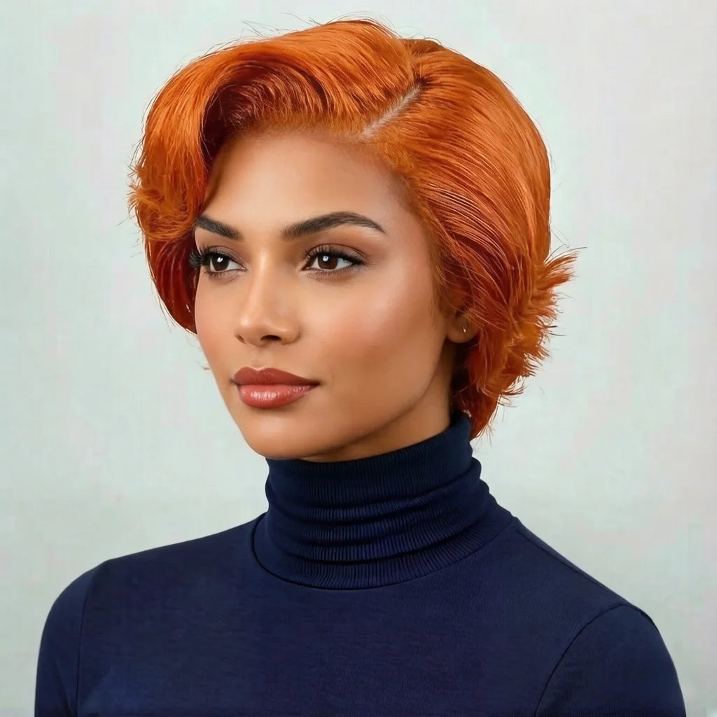 Pixie Cut Straight Brazilian Human Hair Wigs 13x4 Lace Frontal Hair Wig Short Bob Hair Wig 180% density