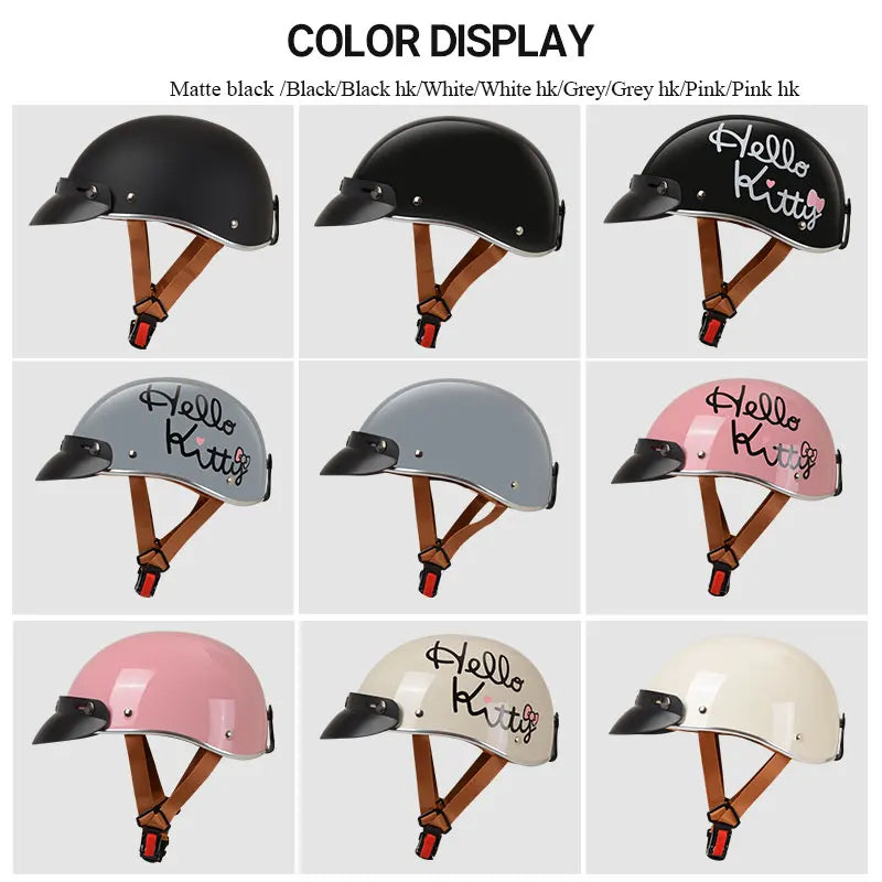 Hot Sale Cute Pink Motorbike Half Face Motorcycle Helmets for Women Chopper Biker Unisex Cascos Para Moto with DOT Approved