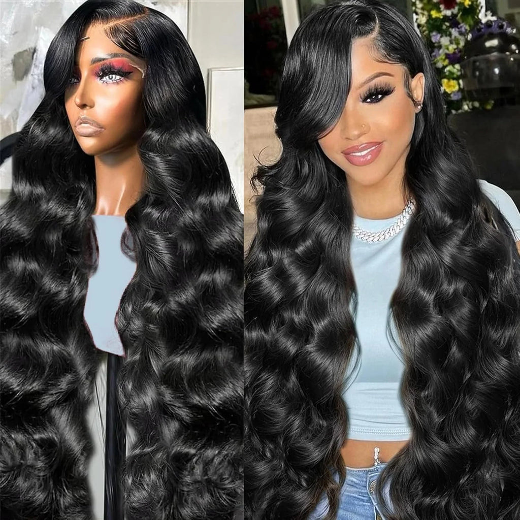 Natural Lace Frontal Wig Body Wave Wigs 46 Inch 13X6 Human Hair 200% Density Real Full Large Lace Space Natural Lace Frontal Wig