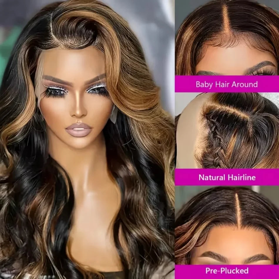 P1B30 Highlight 13X6 Lace Frontal Wig Human Hair 5X5 Hd Lace Closure Wig Glueless Bdoy Wave Human Hair Wigs Brazilian 30 38 Inch