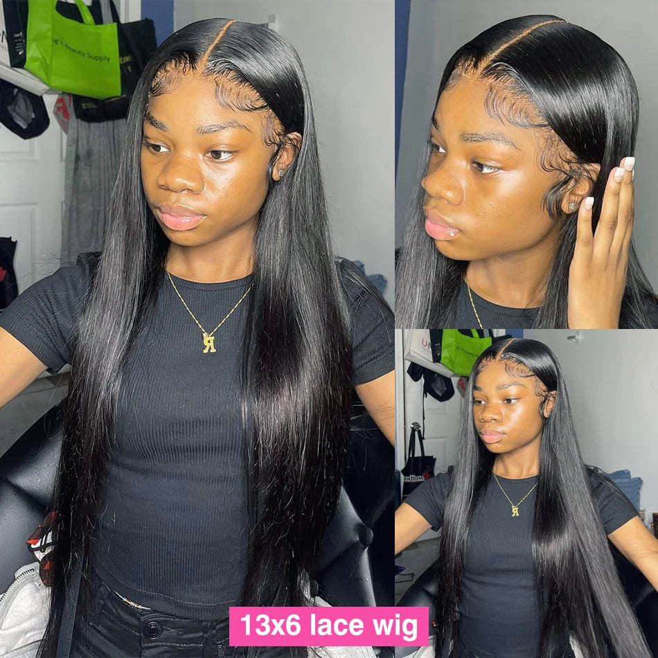 Bone Straight Human Hair Wigs 13X6 Hd Lace Frontal Wig 30 40 Inch Pre Plucked Brazilian 13X4 Lace Front Black Wigs For Women