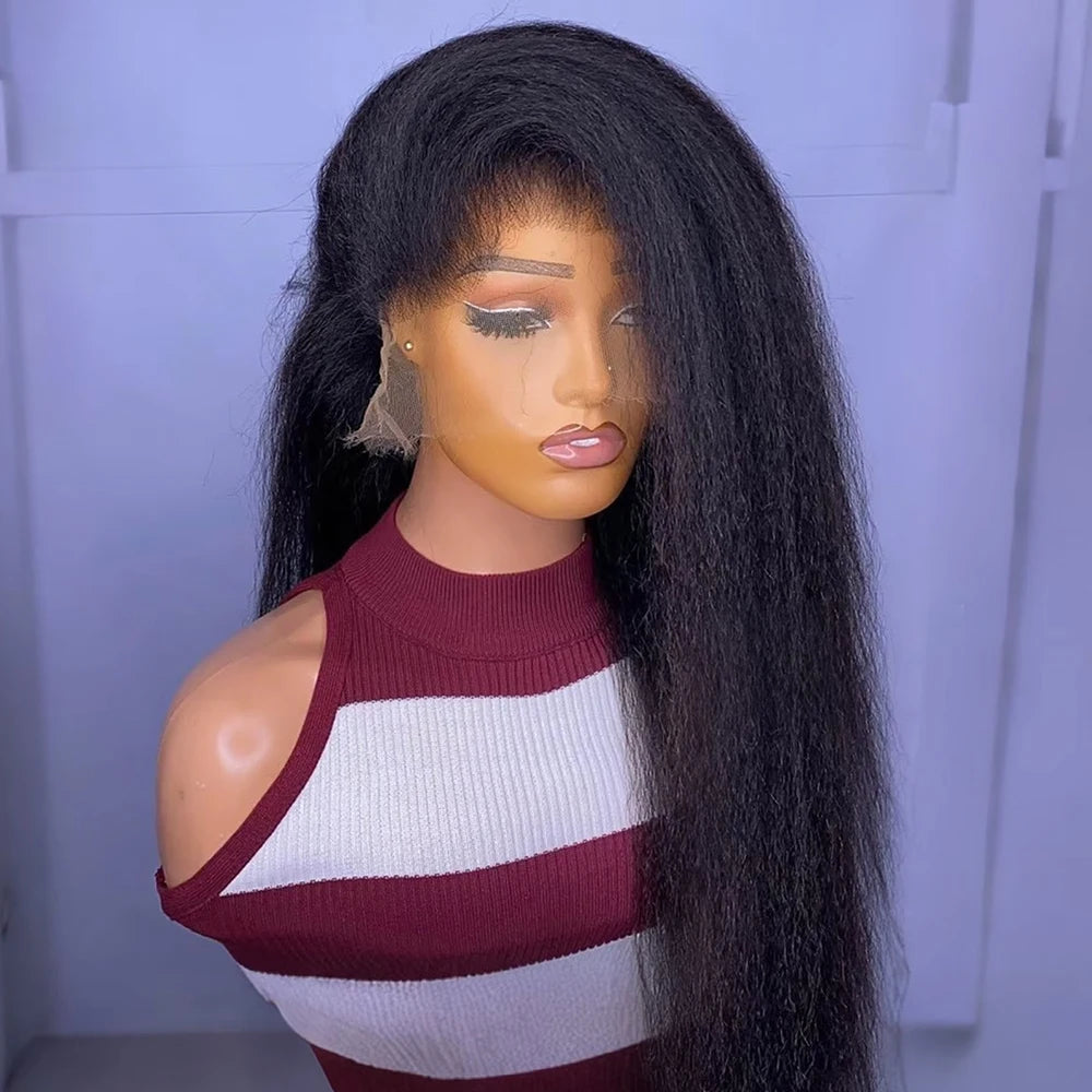 30 40 Inch Kinky Straight 13x6 HD Lace Frontal Wigs Pre Plucked Yaki Straight 13x4 360 Full Lace Front Human Hair Wigs For Women
