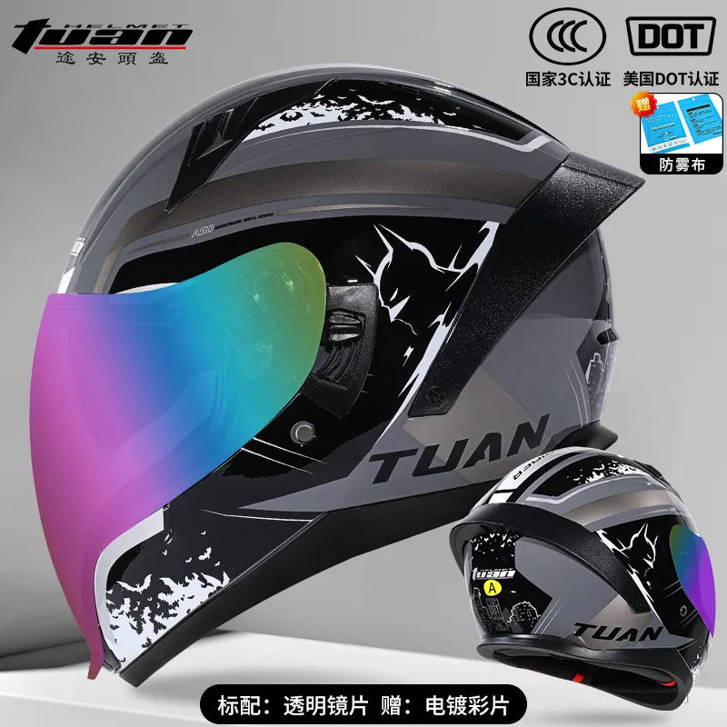 Motorcycle Helmet DOT Certified Double Mirror Drinking Water High Value Cycling Locomotive Full Helmet Ride