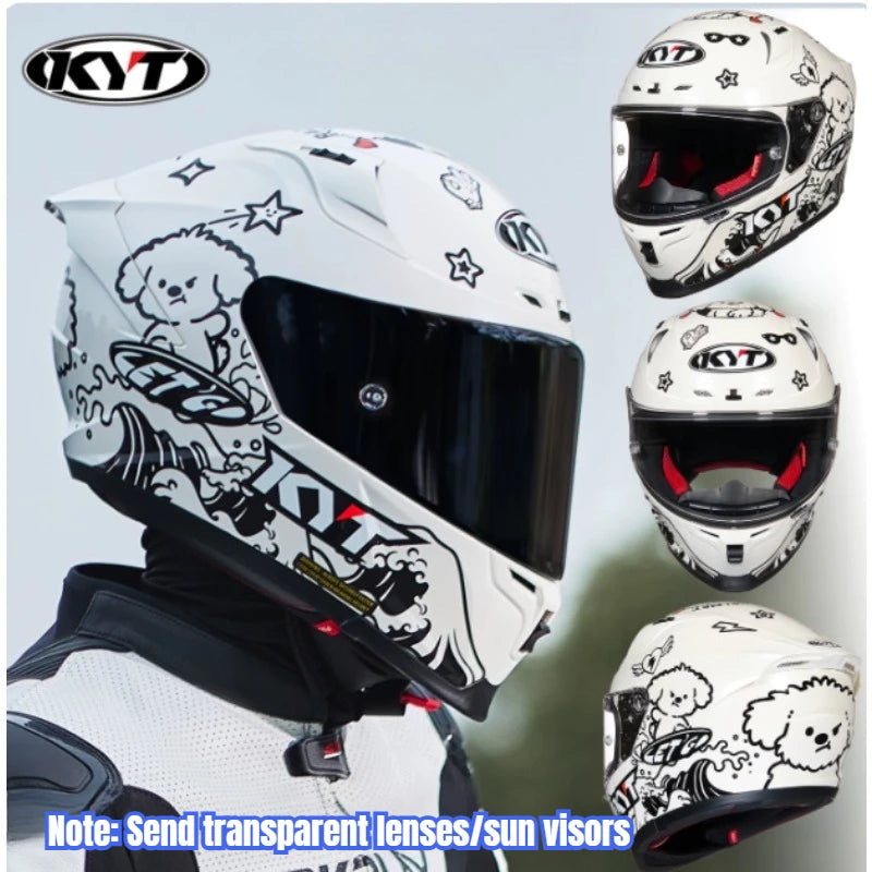 New colors available！KYT Full Helmet Women Motorcycle Helmet Men Summer Four Season Moto Track Hard Helmet Riding Big Tail ST