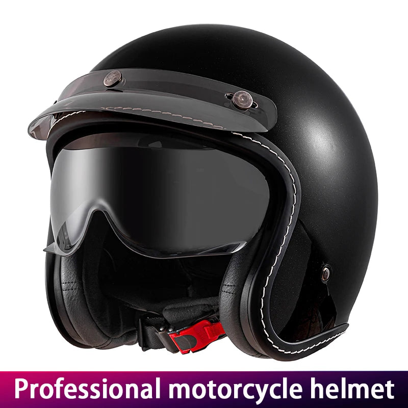 Retro Cruise Motorcycle Helmet Unisex Heavy Bike Riding Half Helmet Motorcycle 3/4 Helmet Vintage Style Cycling Protection
