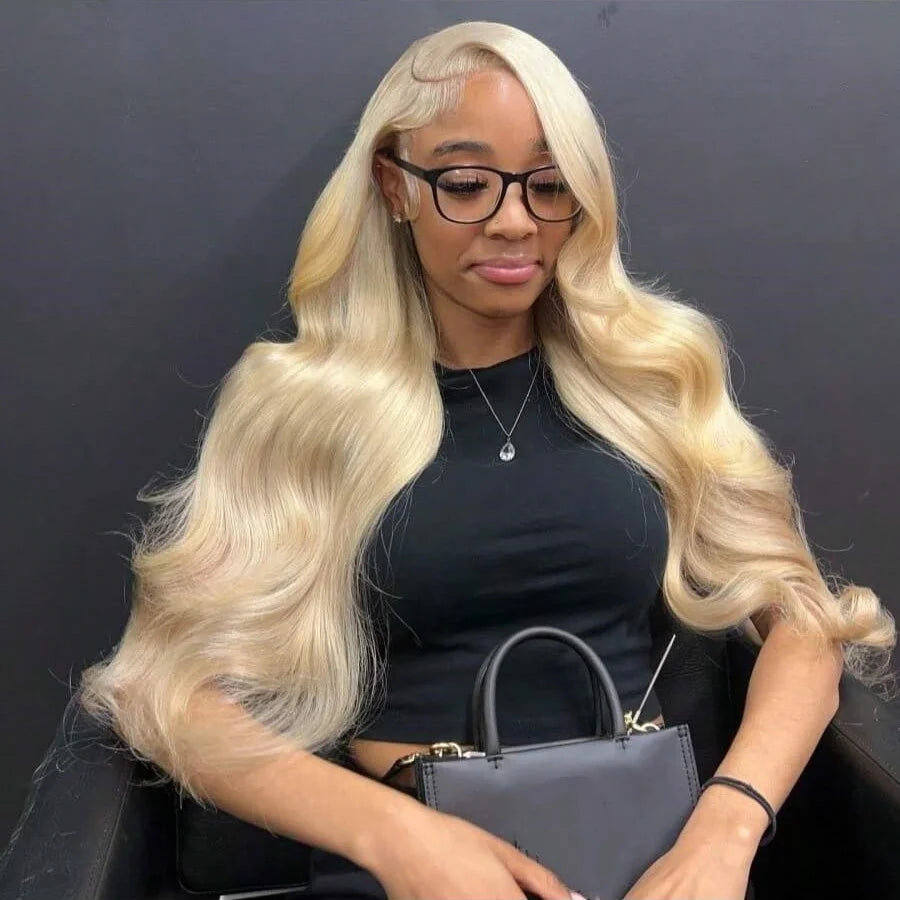 200% 613 Honey Blonde Body Wave 13x4 HD Transparent Lace Frontal Wigs Human Hair Brazilian Pre Plucked With Baby Hair 34 Inch