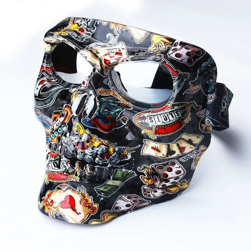 Face Shield Motorcycle Biker Full Face Plastic Skull Mask with Goggles Motocross Motorcycle Helmet Moto Casco Capacete Ghost