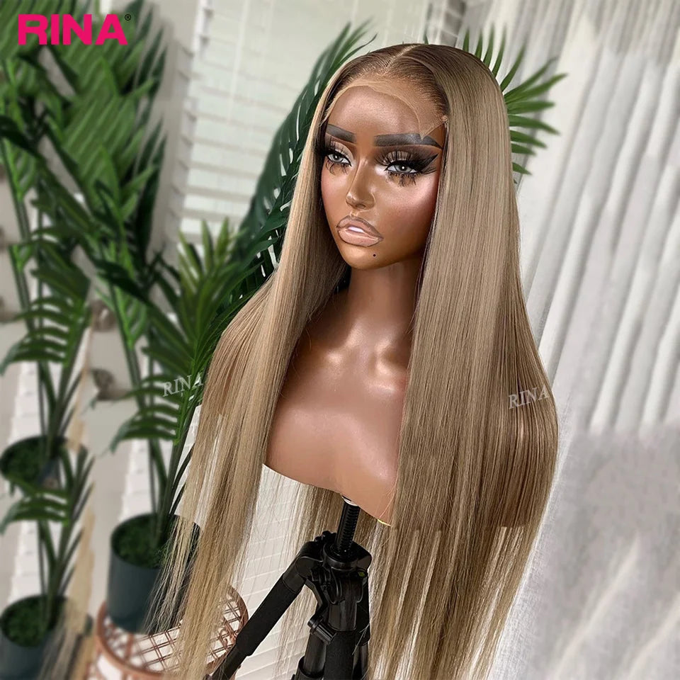Ombre Blonde 13X6 13X4 Transparent Lace Frontal Wig Straight  Blonde with 1B Roots Wig Human Hair Lace Front Wig 5X5 Closure Wig