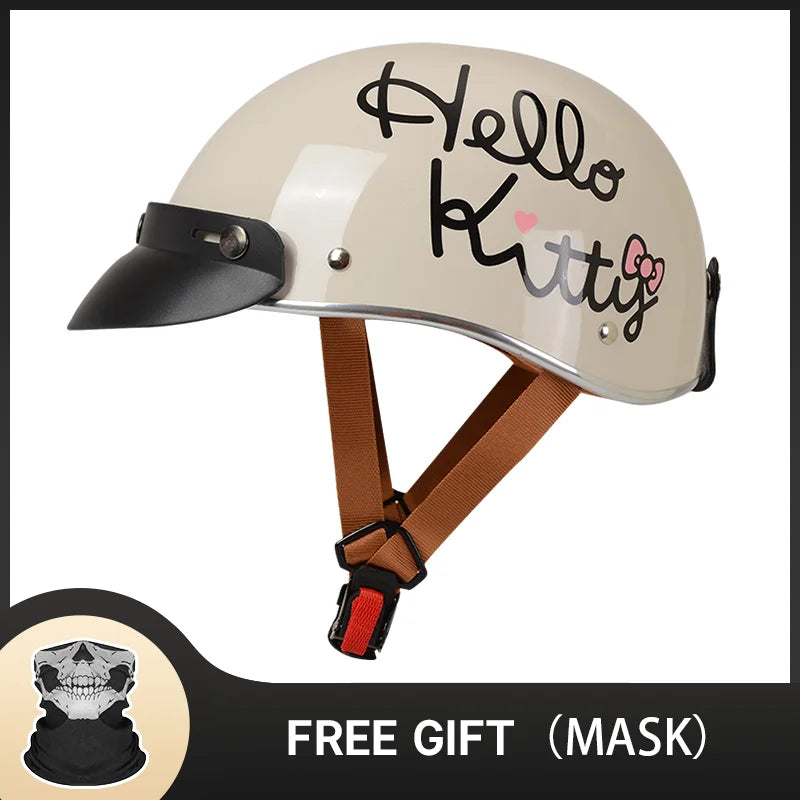 Hot Sale Cute Pink Motorbike Half Face Motorcycle Helmets for Women Chopper Biker Unisex Cascos Para Moto with DOT Approved